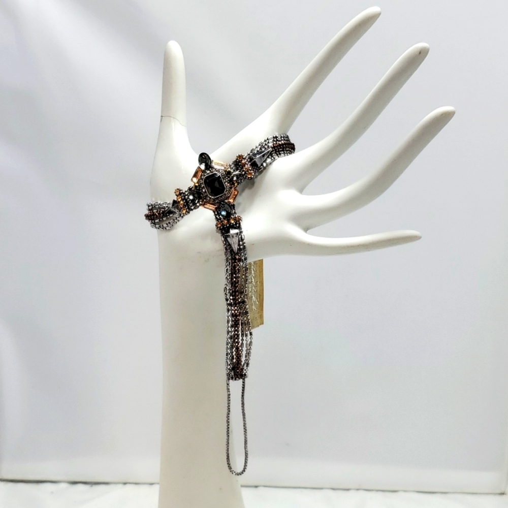Gimmicks by bke copper silver with rhinestones bracelet